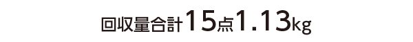 回収量合計15点1.13kg